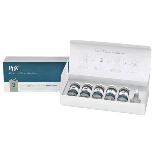 D'LEXO PDX3 skincare product set with bottles and packaging on a white background