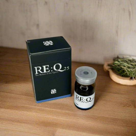 RE:Q25 product packaging on a marble surface